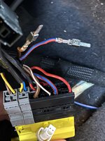 E90 Passenger seat harness with F80 wires pinned.jpg