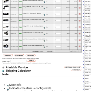 Parts List With Filter